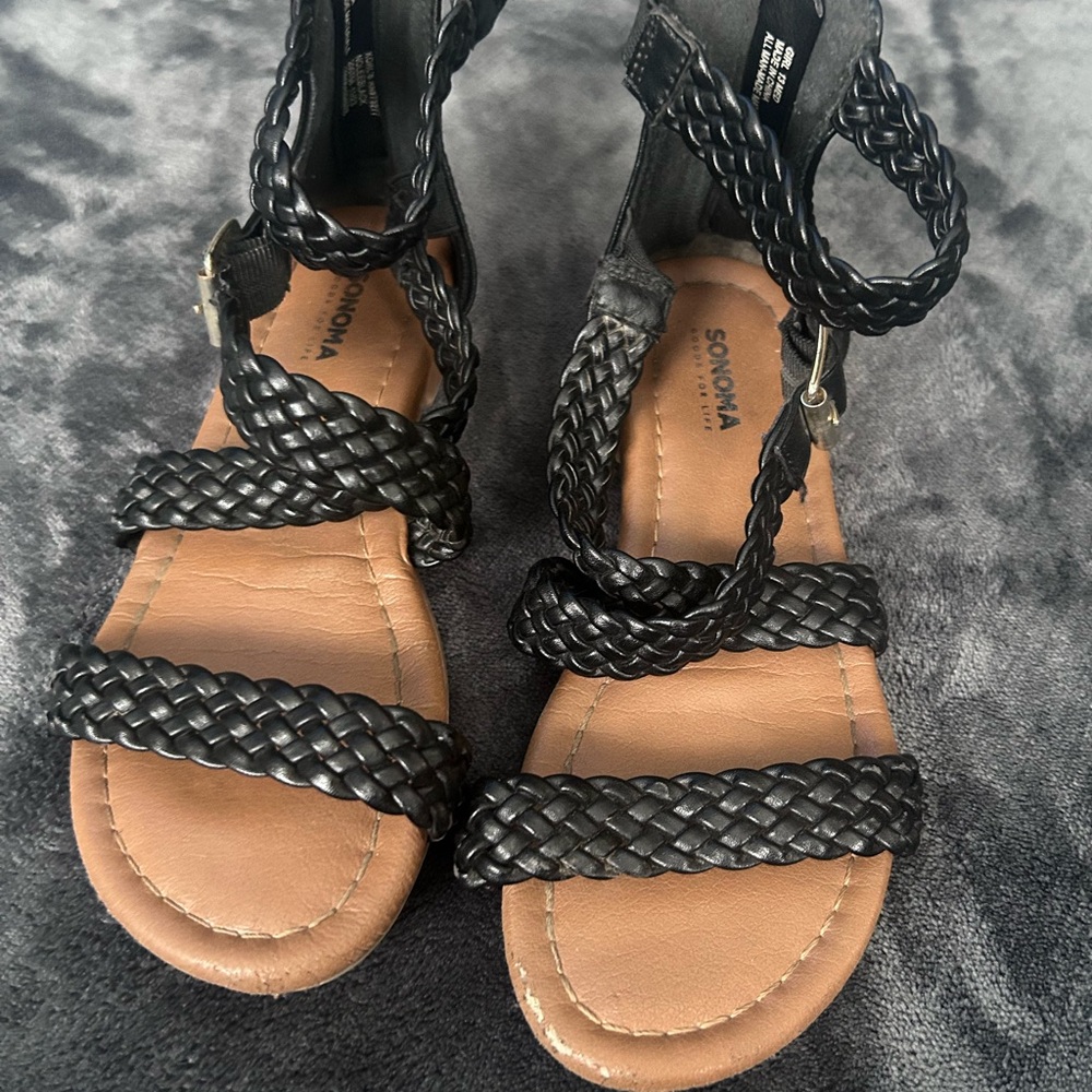 Sonoma Black and Tan Braided Sandals toddler 13